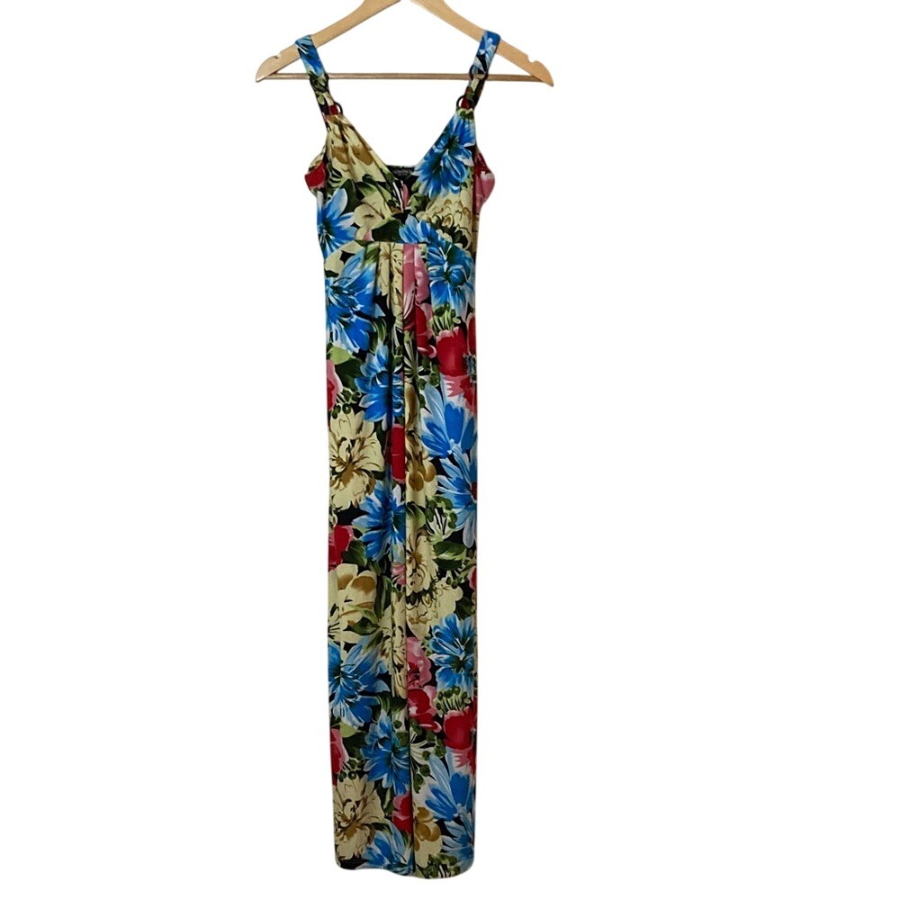 Alyn Paige Womens‎ Floral Maxi Dress Sleeveless Multicolor Size Small Tropical